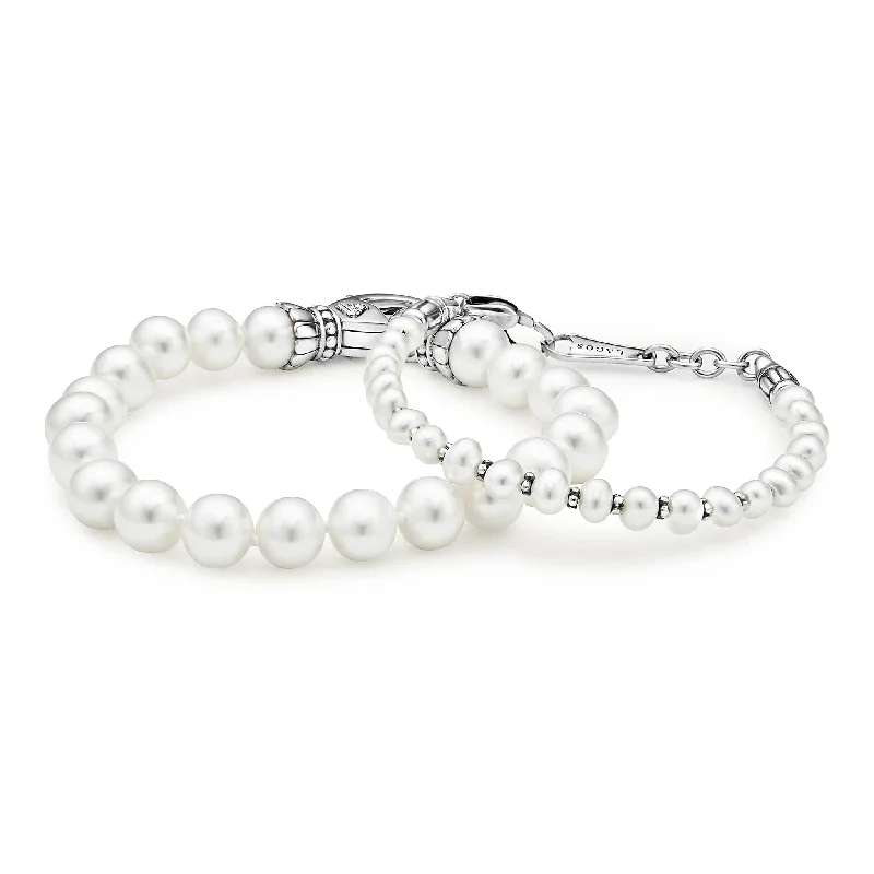 Hexagonal stone bangles-Luna Pearl Bracelet Set