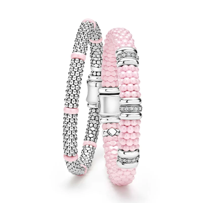 Half-moon bangles-Pink Caviar Pink Ceramic Caviar Station Bracelet Gift Set