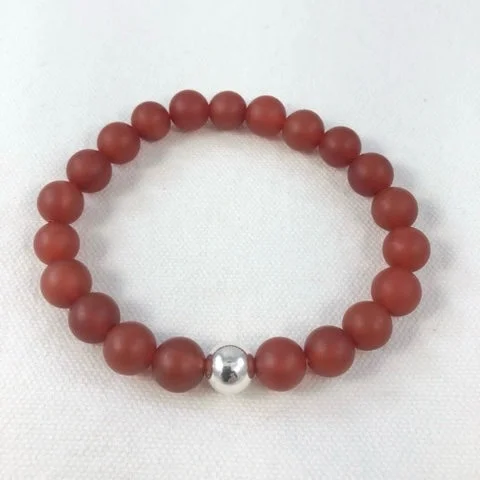 Spring clasp bracelets-Men's Bracelet,Sardonyx with Sterling Silver Bead