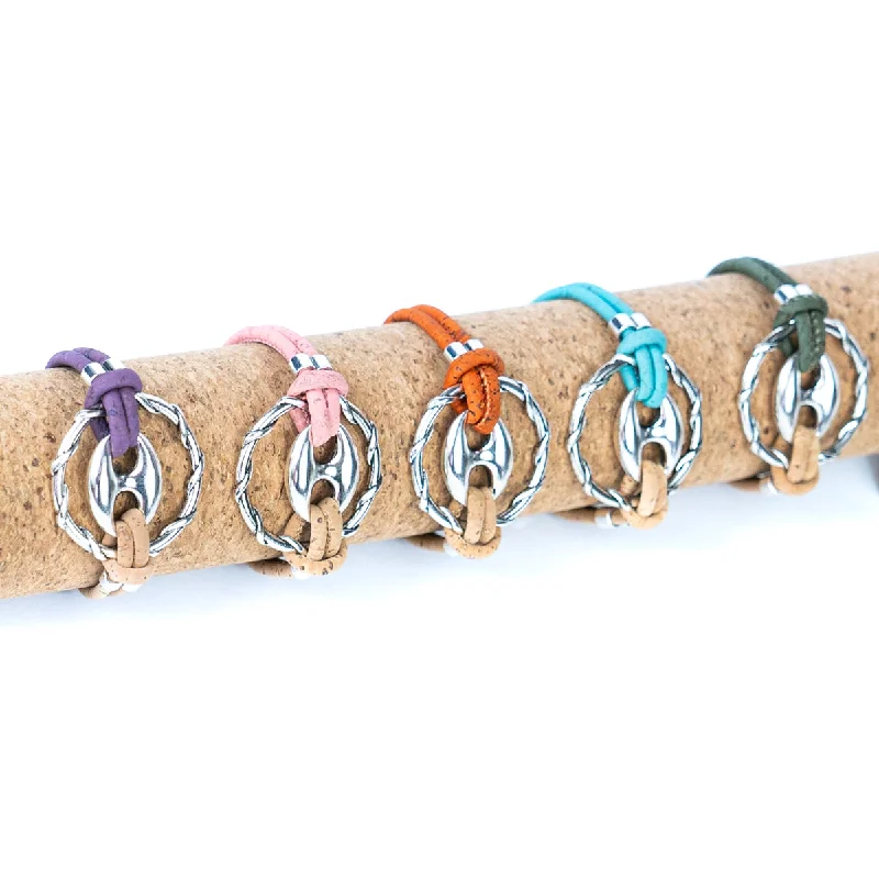 Radiant star bracelets-Natural cork cord and alloy hardware ring handmade women's fashion bracelet DBR-040-MIX-5