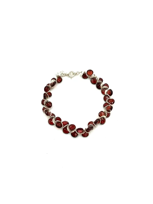 Stone layer bracelets-Signature Garnet/Sterling Bracelet