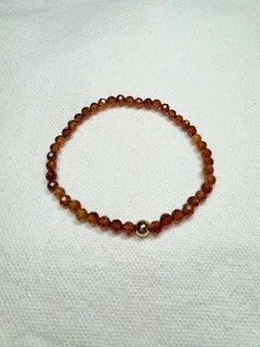 Radiant star bracelets-Hessonite Garnet Faceted Bracelet with Gold Filled Bead