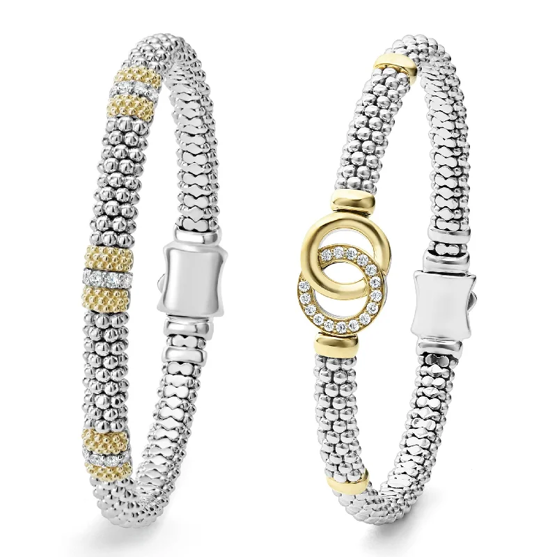 Curled wire bangles-Signature Caviar 18K Gold and Diamond Bracelet Gift Set