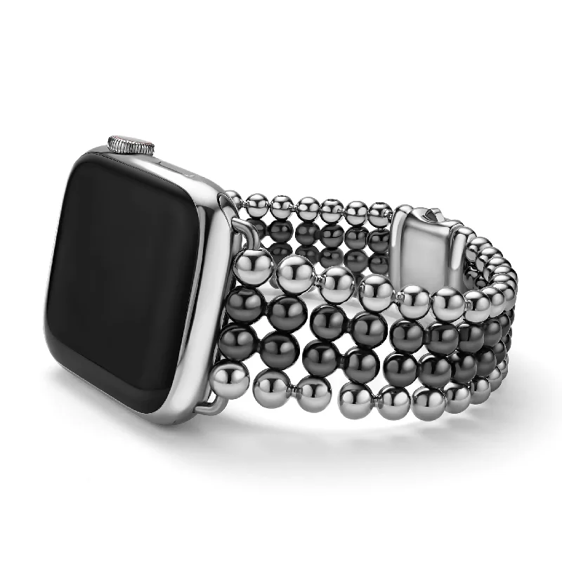 Mid-century bracelets-Smart Caviar Black Ceramic and Stainless Steel Infinite Watch Bracelet-38-45mm