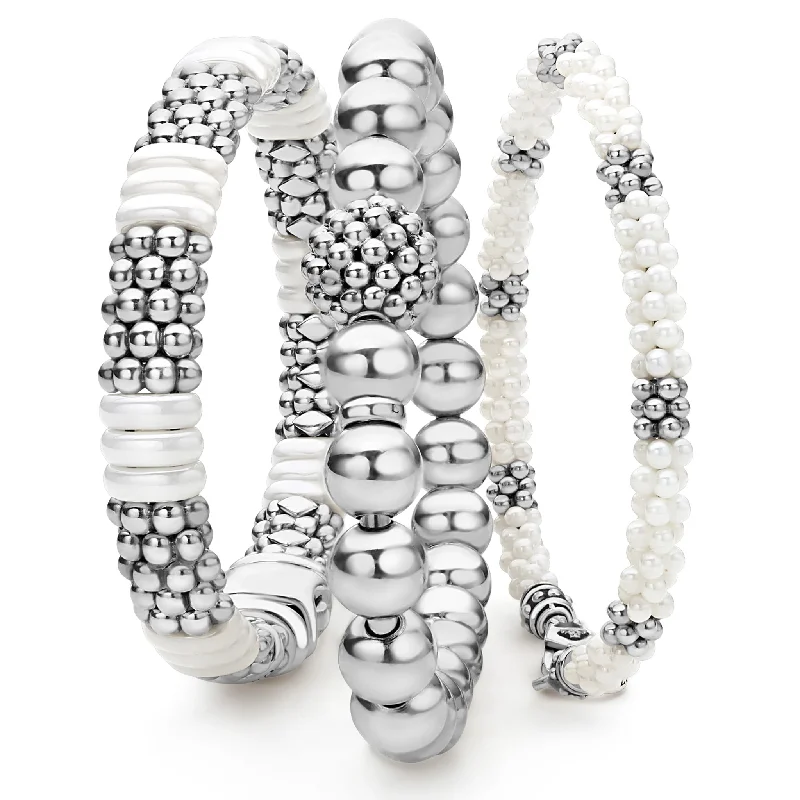 Protective eye bangles-White Caviar White Ceramic Caviar Bracelet Gift Set