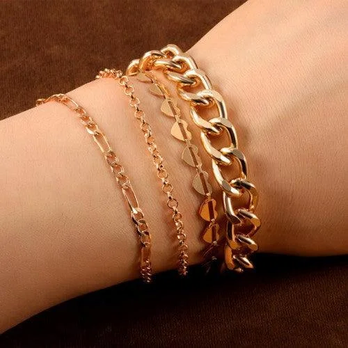 Stacked link bracelets-Golden Multi String Chain Bracelet