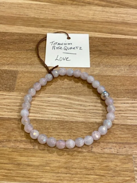 Gem strand bracelets-Titanium Rose Quartz Bracelet