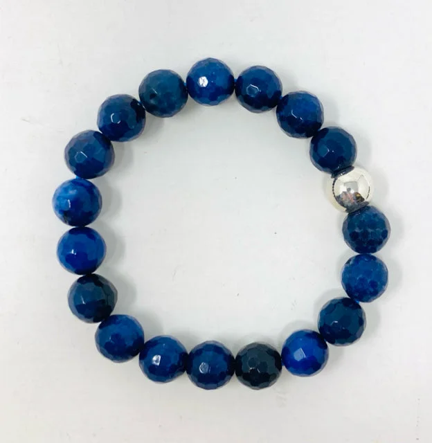 Astrology theme bangles-Faceted Blue Jade Bracelet