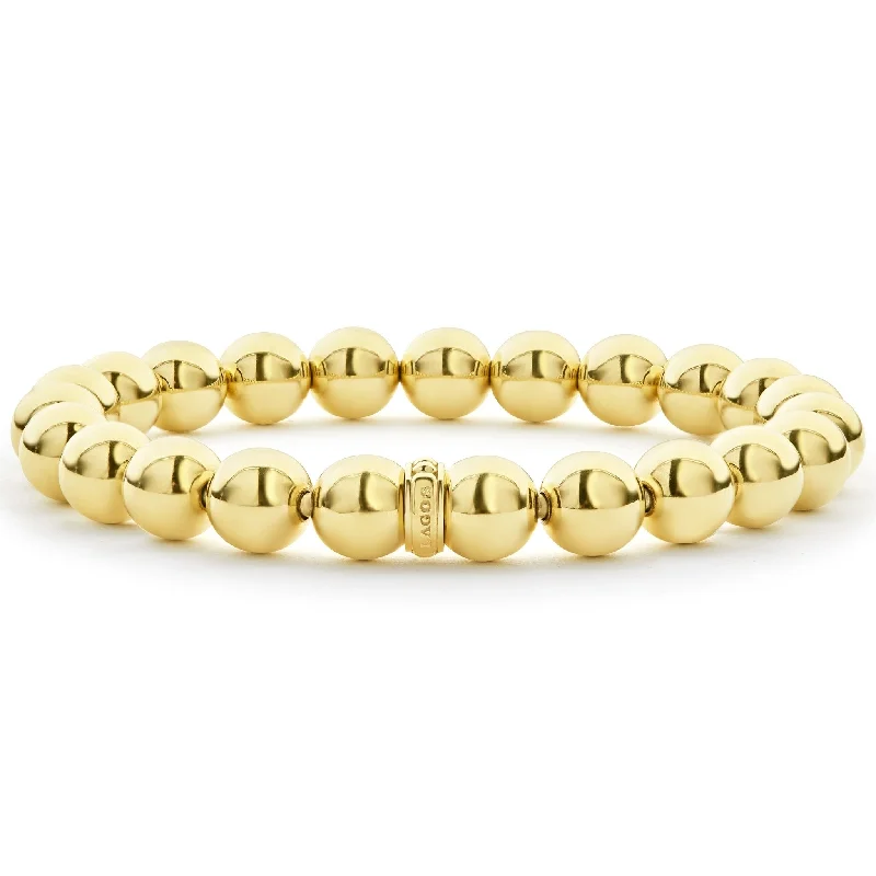 Bird motif bangles-Caviar Gold 18K Gold Bead Bracelet | 8mm