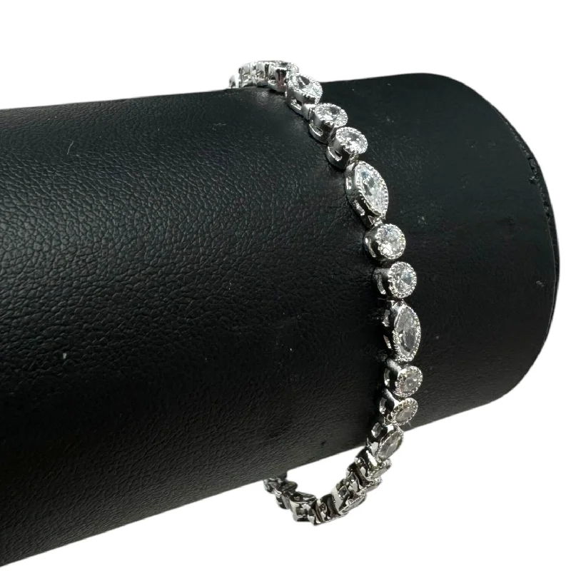 Stacked link bracelets-Sterling Silver & Cubic Zirconia Tennis Bracelet