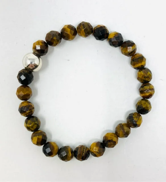 Sleek chain bracelets-Faceted Tiger's Eye Bracelet