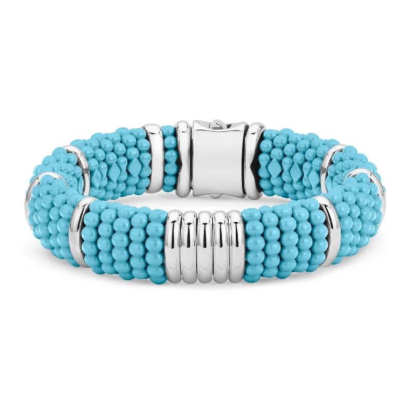 Artistic shape bracelets-Blue Caviar Statement Ceramic Beaded Bracelet | 15mm