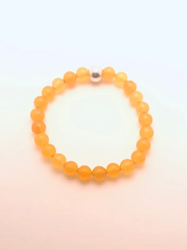 Flexible bangle bracelets-Yellow Agate smooth Gold filled Bracelet