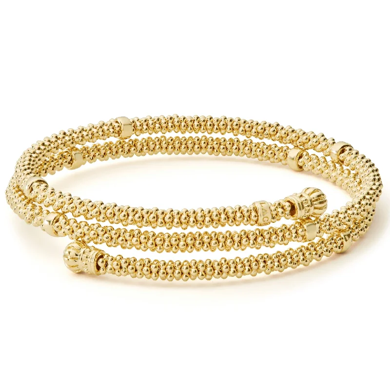 Daisy motif bangles-Caviar Gold 18K Gold Wrap Bracelet