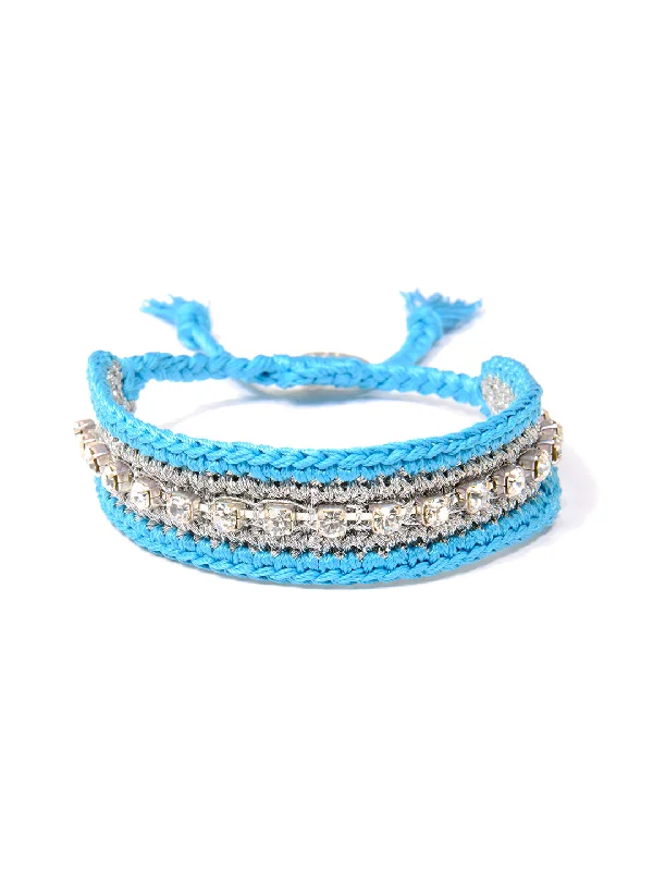 Thin gold bangles-SEAFOAM BRACELET (LIGHT BLUE/SILVER)