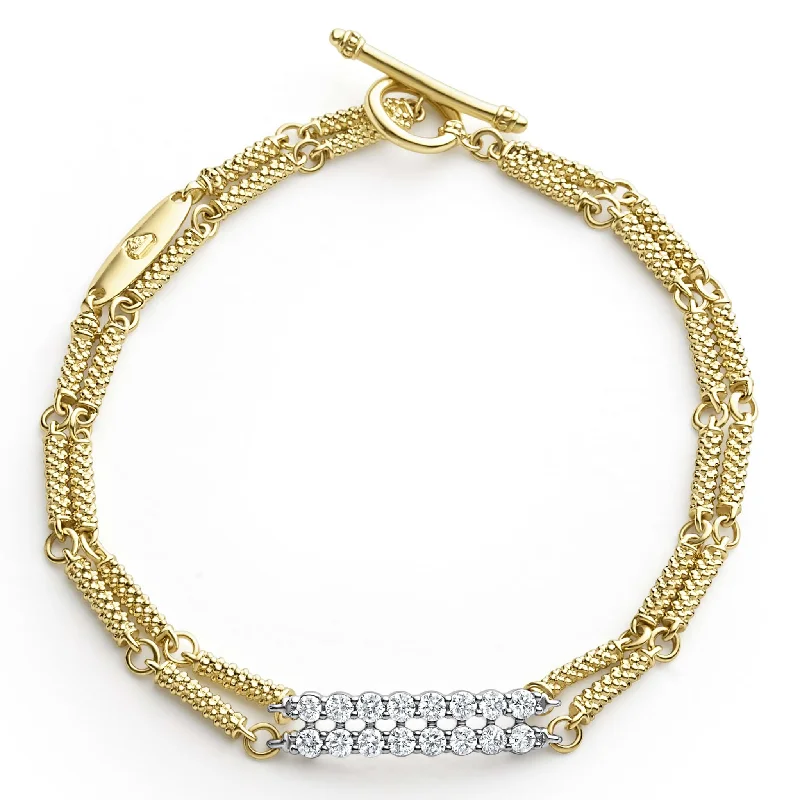 Anchor theme bangles-Signature Caviar Superfine Double Link Diamond Bracelet