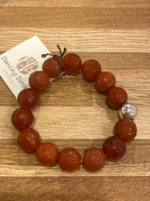 Circular link bracelets-Carnelian Faceted Bracelet